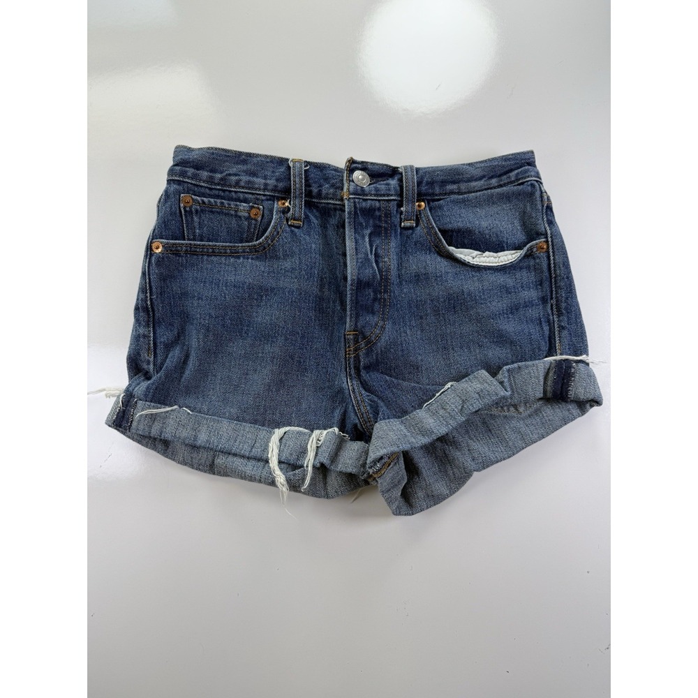 Women's Levi's 501 Cut Off Button Fly High Rise Jean Shorts Distressed Size 27